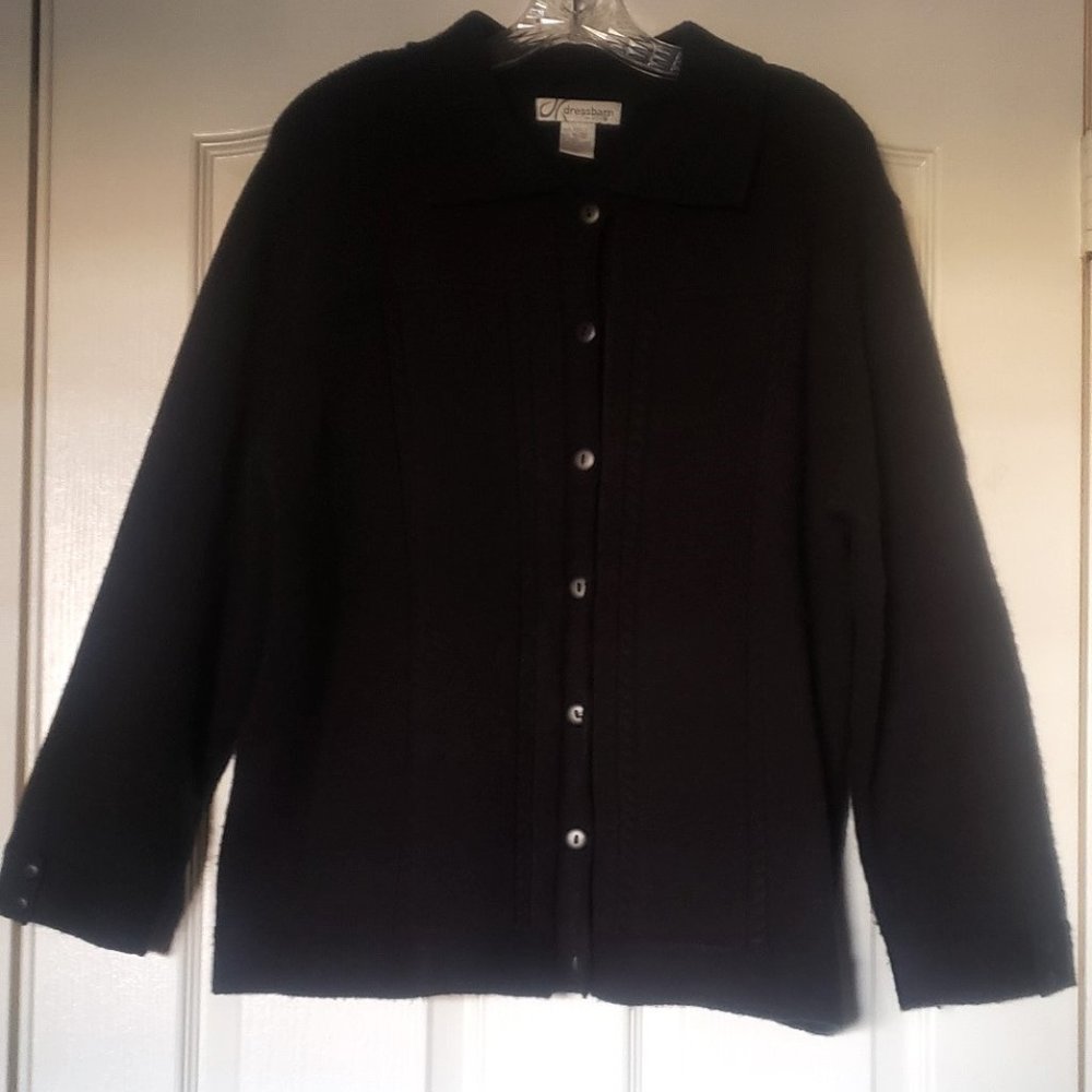 Dress Barn Womens 18/20 Sweater Black Button Up